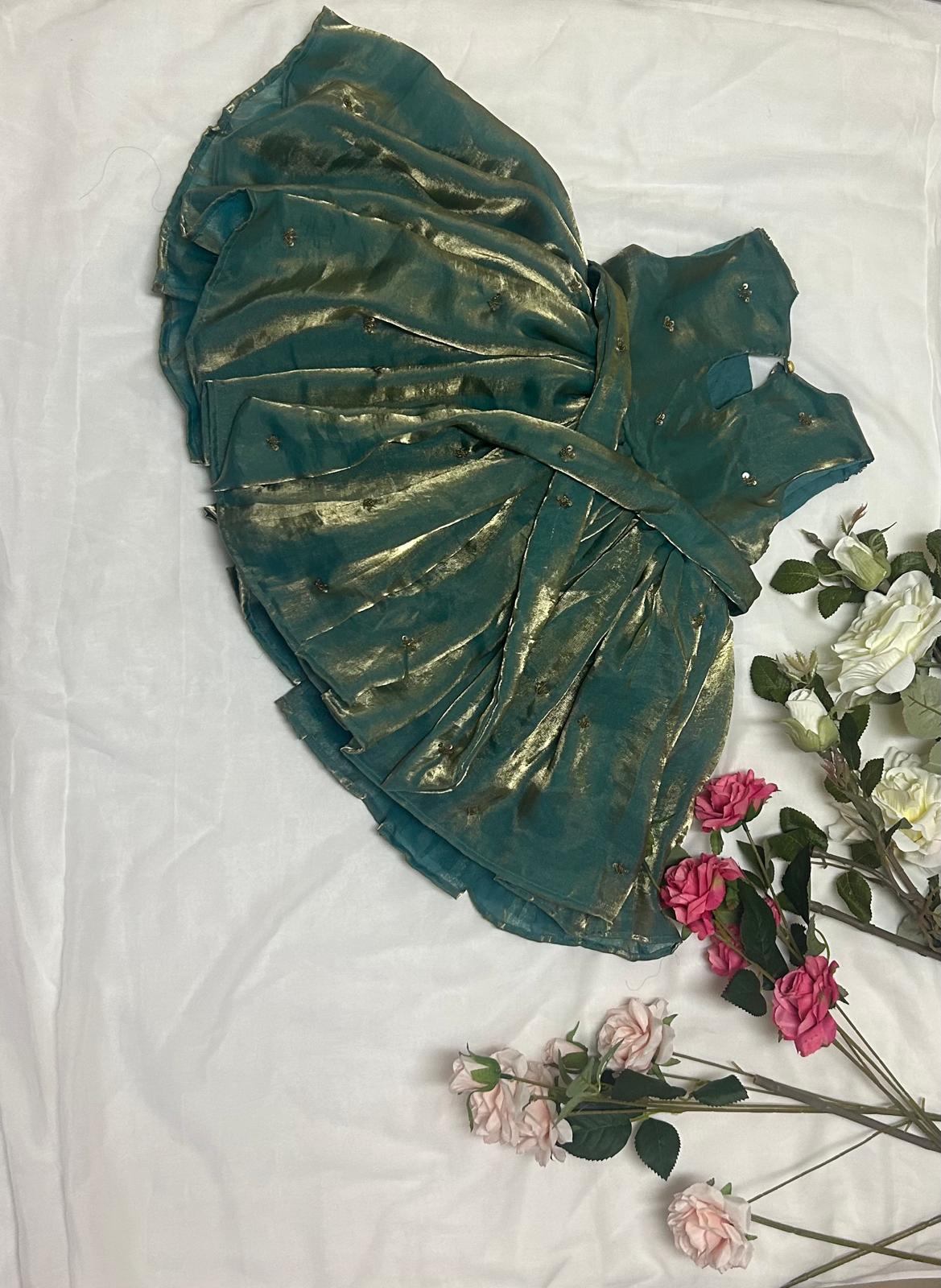 Sea Green Shimmer Bow Dress