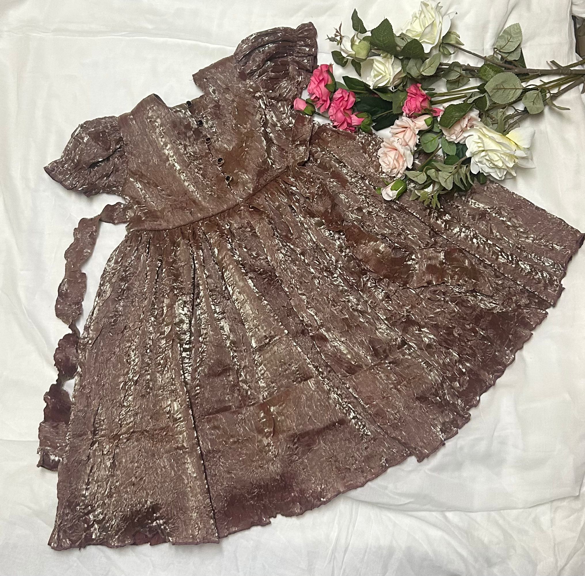 Mauve Metallic Crush Dress